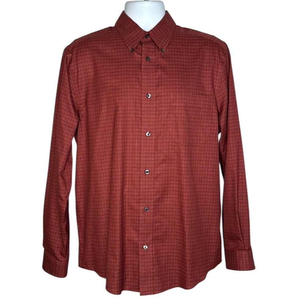 Eddie Bauer L/S Plaid Button Shirt Burnt Orange Medium